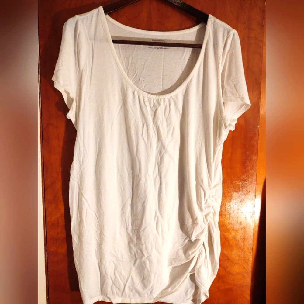 Motherhood Maternity White Short Sleeve Shirt Size XL